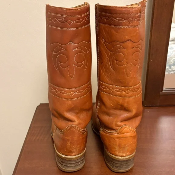 Vintage Sears Leather Cowboy Boots Men’s 11D Brown Western Made in USA - Picture 5 of 7